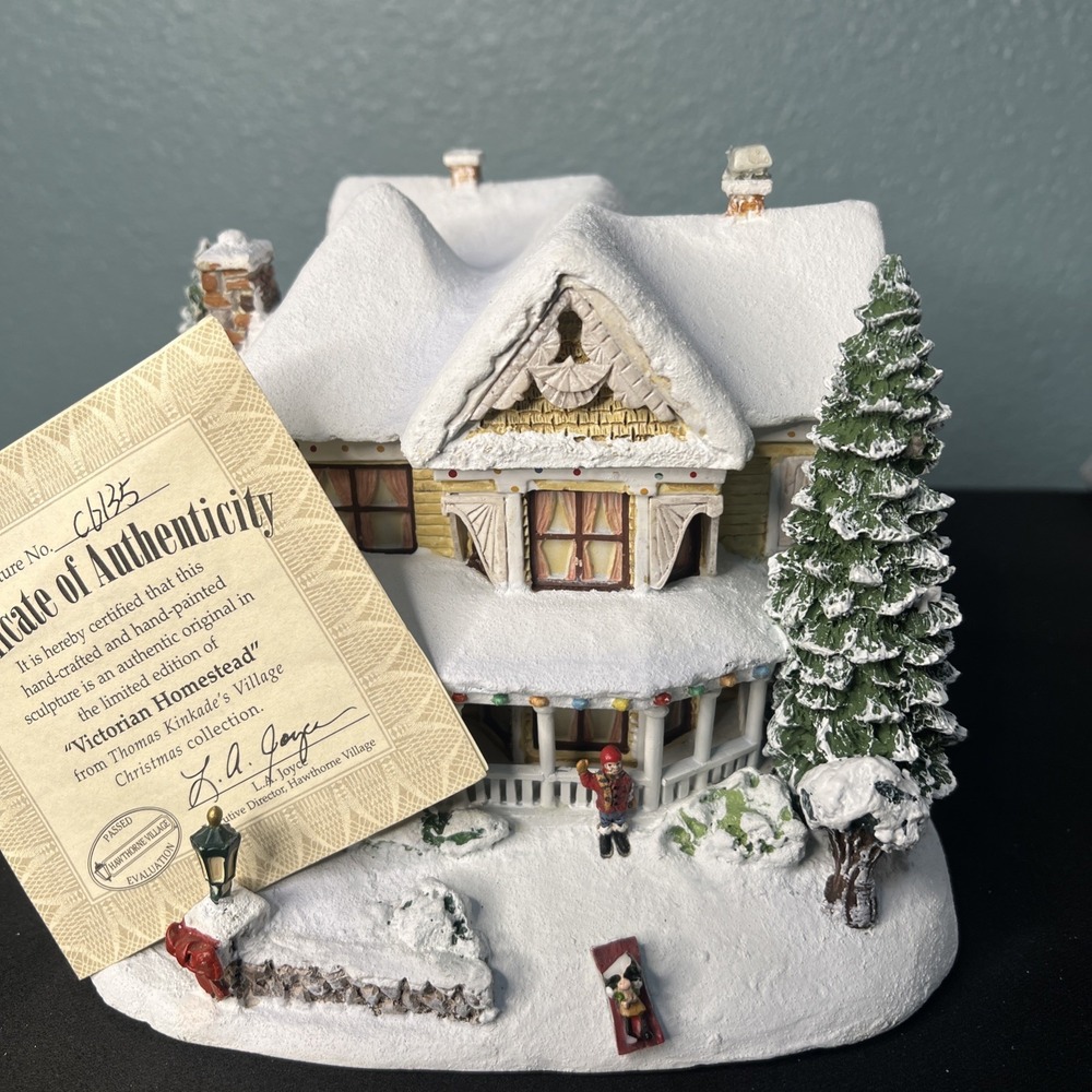 Vtg 2001 Hawthorne Village Thomas Kinkade Victorian Homestead Lighted House